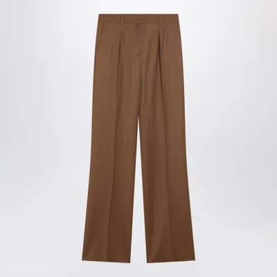 Max Mara Brown Wool Gabardine Trousers