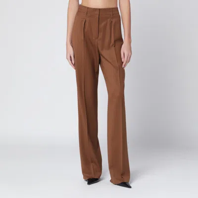 Max Mara Brown Wool Gabardine Trousers
