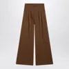 Max Mara Natale Wool Wide-leg Pants In Brown