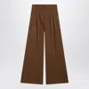 Max Mara Natale Wool Wide-leg Pants In Brown