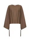Max Mara Women Brown Wool Knit Frais Cropped Sweater