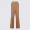 Max Mara Wool High Waist Wide-leg Trousers In Brown