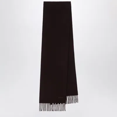 Max Mara Brown Wool Scarf With Fringes