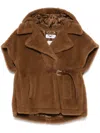 Max Mara Lanos 04 Alpava And Cashmere Cape With Belt In Brown