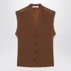 Max Mara Madre Knitted Sweater Vest In Brown