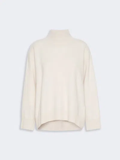 Max Mara Brushed Wool Polo-neck Sweater In White