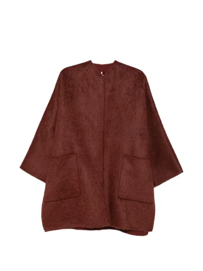 Max Mara Brushed-finish Oversized Coat In Burgundy