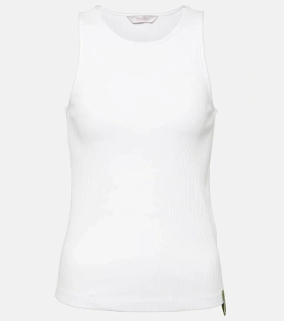 Max Mara Brusson Cotton-blend Jersey Tank Top In White
