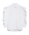 Max Mara White Ruffled-sleeve Poplin Shirt In White