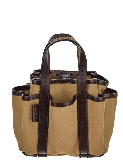 Max Mara Gardenca Basxs Giardiniera Mini Canvas And Leather Tote Bag In Brown