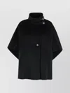 Max Mara Button Detail Cape With High Collar In Black