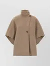 Max Mara Short-sleeve Wool Coat With Buckle Detail And Side Pockets In Brown