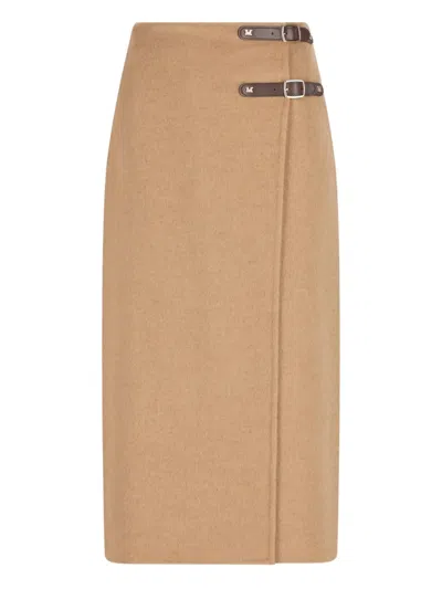 Max Mara Buckle-detail Midi Skirt In Multi
