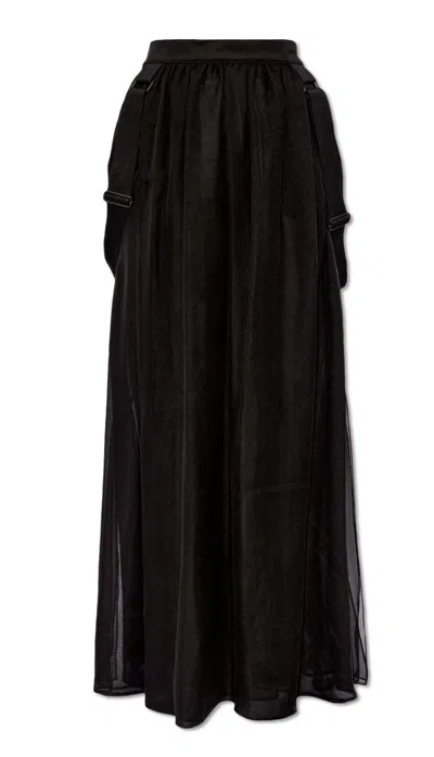 Max Mara Buckle Detailed Maxi Skirt In Black