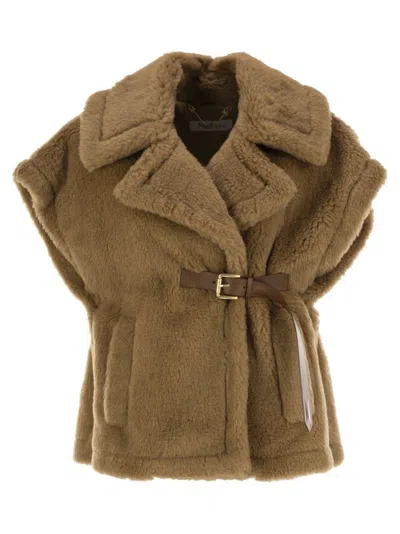 Max Mara Women's Lanoso4 - Teddy Fabric Vest Cape In Beige