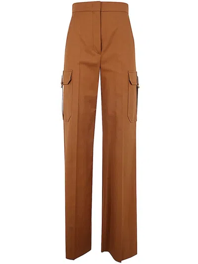 Max Mara Buckle Detailed Straight Leg Pants In Brown