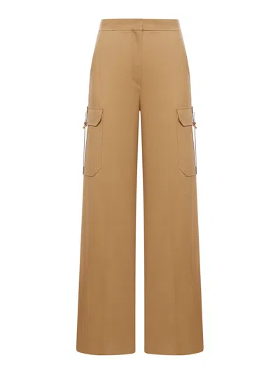 Max Mara Buckle Detailed Straight Leg Trousers In Brown