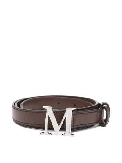 Max Mara Buckle Leather Belt In Brown