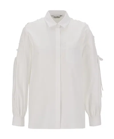 Max Mara Buckle Long-sleeved Shirt In White