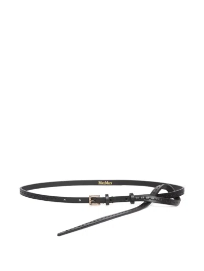 Max Mara Buckle Mini Leather Belt In Black