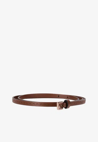 Max Mara Buckled Leather Belt In Brown