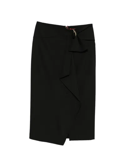 Max Mara Buckle-detail Wrap Mini Skirt In Black
