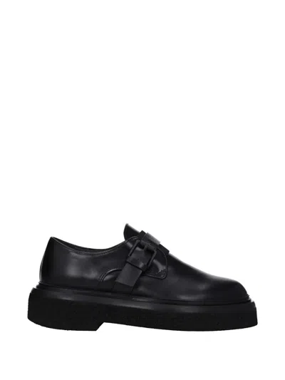 Max Mara Buckle-strap Leather Loafers In Black