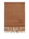 Max Mara Dalia Rectangular Scarf With Logo Detail In Brown