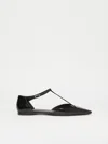 Max Mara Fsilkway Leather Ballet Flats In Black