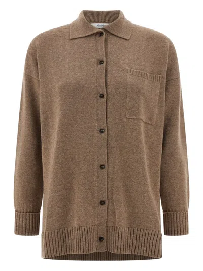 Max Mara Cashmere Cardigan Long Sleeves In Neutral