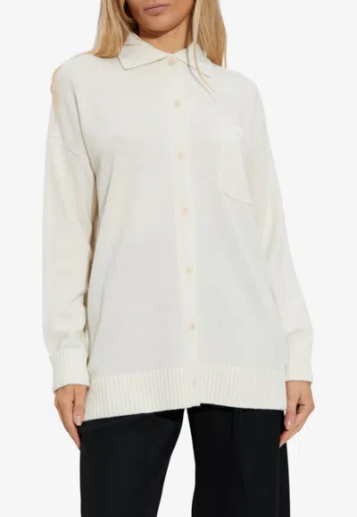Max Mara Bull Ribbed Cardigan In White