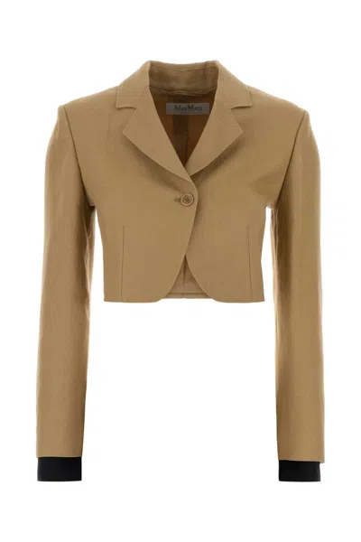 Max Mara Beige Linen Buono Blazer In Neutral