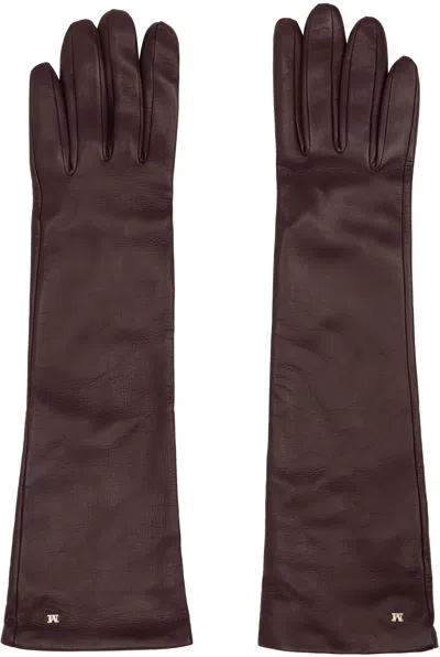 Max Mara Burgundy Afidee Gloves In 031 Brown Bordeaux