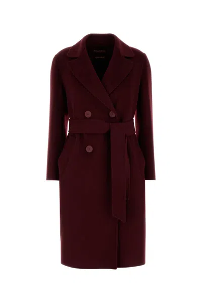 Max Mara Burgundy Cashmere And Wool Canneti Coat