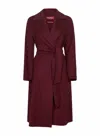 Max Mara Burgundy Drap Double Cloth Cles Robe Coat In Burgundy
