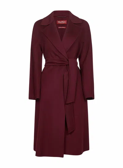Max Mara Burgundy Drap Double Cloth Cles Robe Coat
