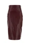 Max Mara Burgundy Leather Taiga Skirt In Red