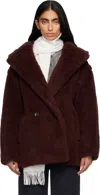 Max Mara Olga Faux Fur Double-breasted Coat In Brown