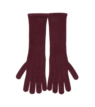 Max Mara Burgundy Red Logo Gloves In White