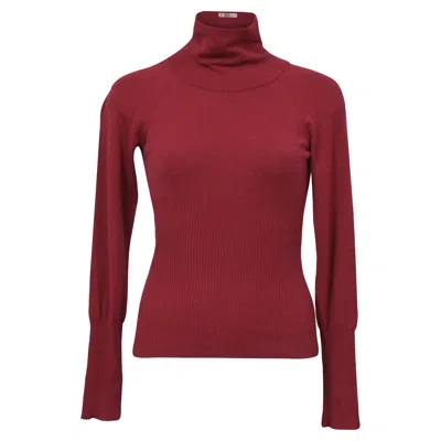 Max Mara Burgundy Turtleneck Sweater In Red Wool