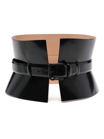 Max Mara Leather Bustier Belt In Black