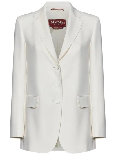 Max Mara Butter-colored Heavy Cady Suit In White