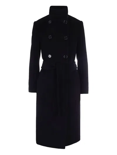 Max Mara Studio Arezzo Double-breasted Belted Coat In Black