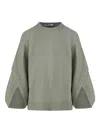 Max Mara Button-cuff Balloon-sleeve Sweater In Green