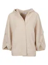 Max Mara Button-cuff Hooded Cardigan In Neutral