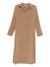 Max Mara Button-cuff Silk Dress In Neutral