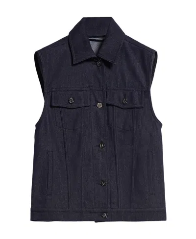 Max Mara Button Denim Vest In Blue