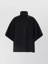 Max Mara Button Detail Cape With High Collar In Black