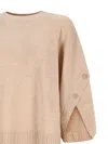 Max Mara Button-detail Raglan-sleeve Sweater In Neutral