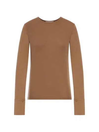 Max Mara Button-detail Sweater In Brown
